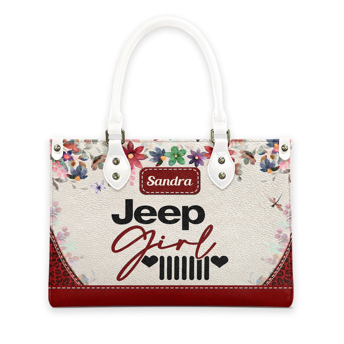 Personalized Jeep Girl Heart Grille Leather Handbag TN2407261606