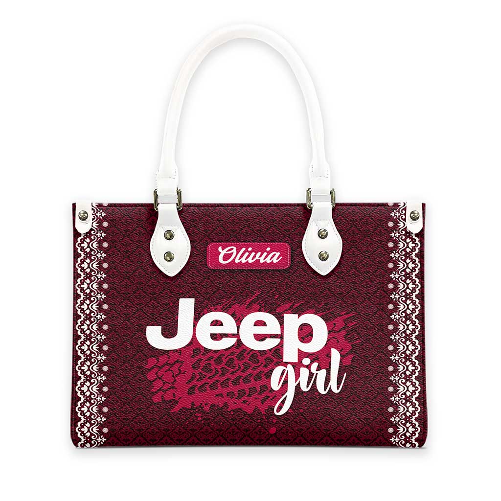 Personalized Jeep Girl Tire Tracks Leather Handbag TN2407261603