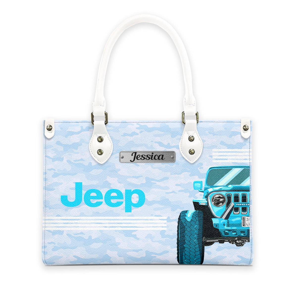 Personalized Jeep Girl Camo Zipper Leather Handbag TN2407261605