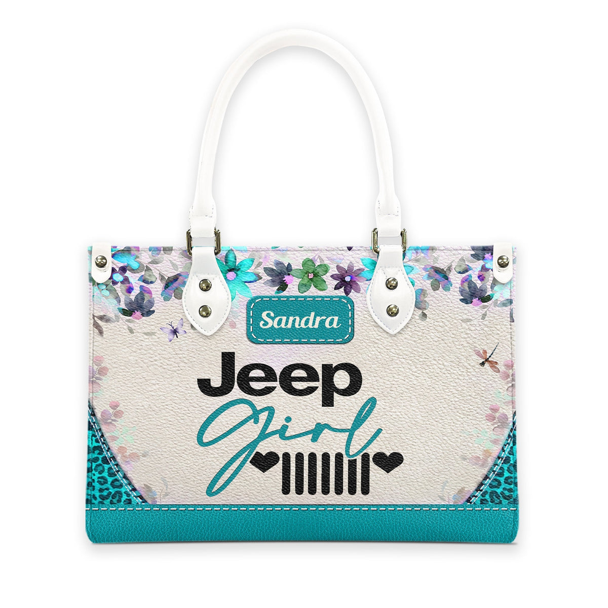 Personalized Jeep Girl Heart Grille Leather Handbag TN2407261606