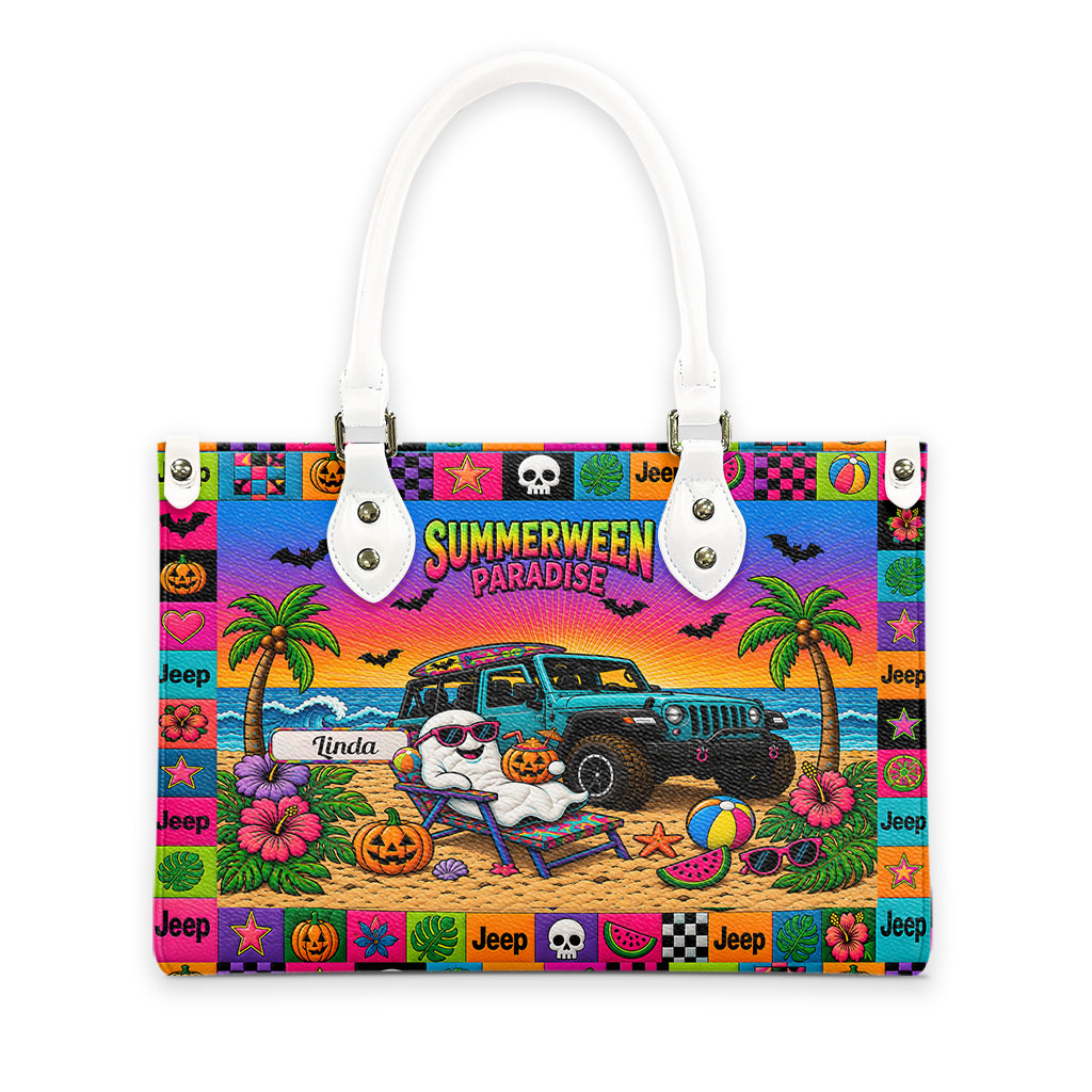 Jeep Summerween Paradise Ghost Beach Personalized Leather Handbag-DN2808261127