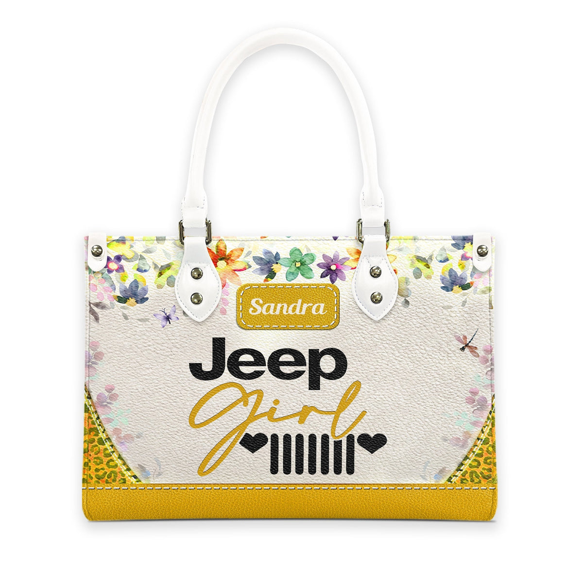 Personalized Jeep Girl Heart Grille Leather Handbag TN2407261606