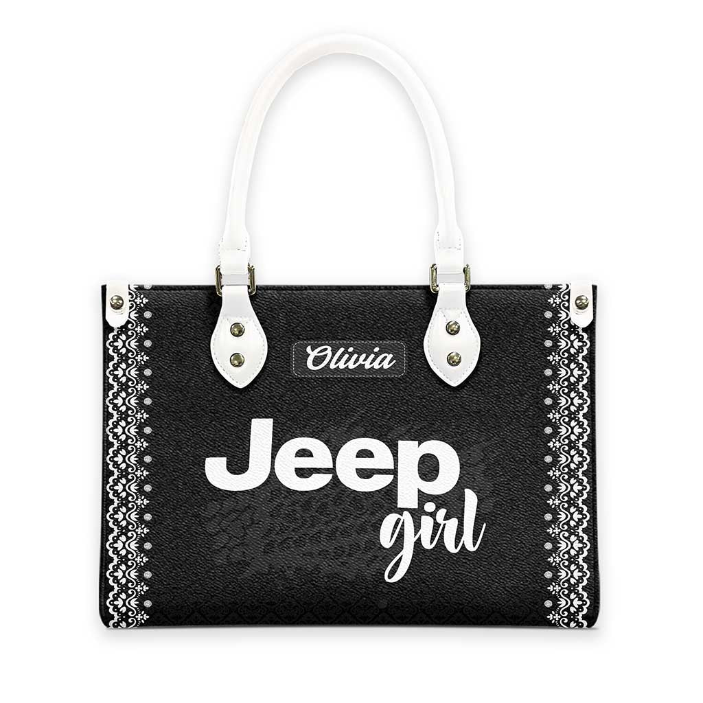 Personalized Jeep Girl Tire Tracks Leather Handbag TN2407261603