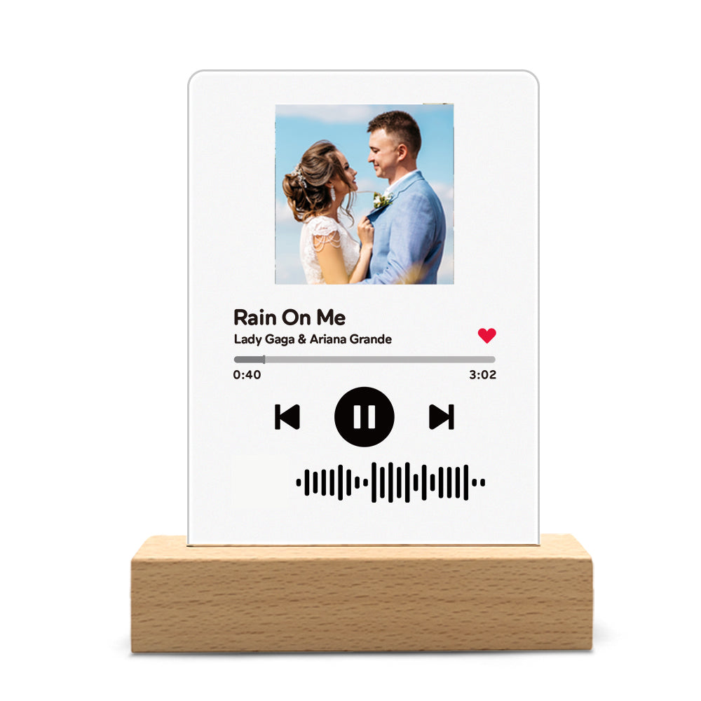 litzzy Custom Album Cover Scannable Code Music Plaque with Wooden Base Acrylic Plaque Black  