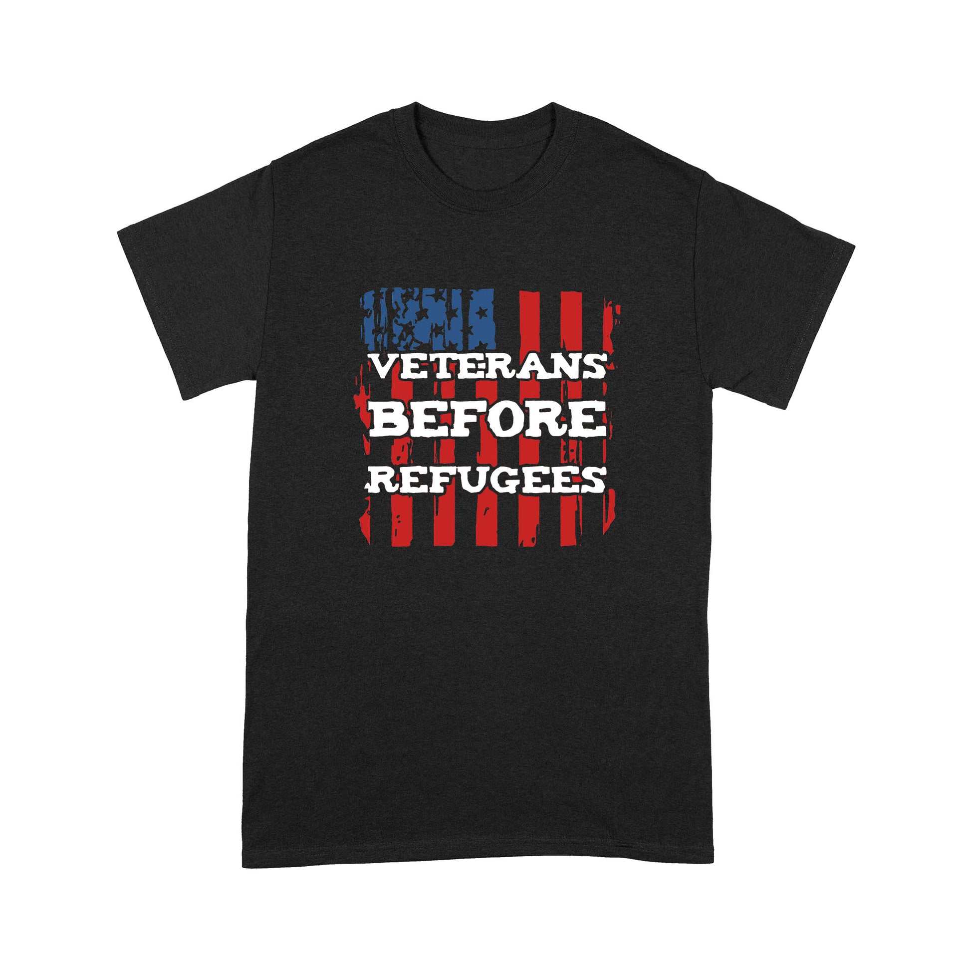 litzzy Veterans Before Refugees USA T-shirt | Made in US  S Black 