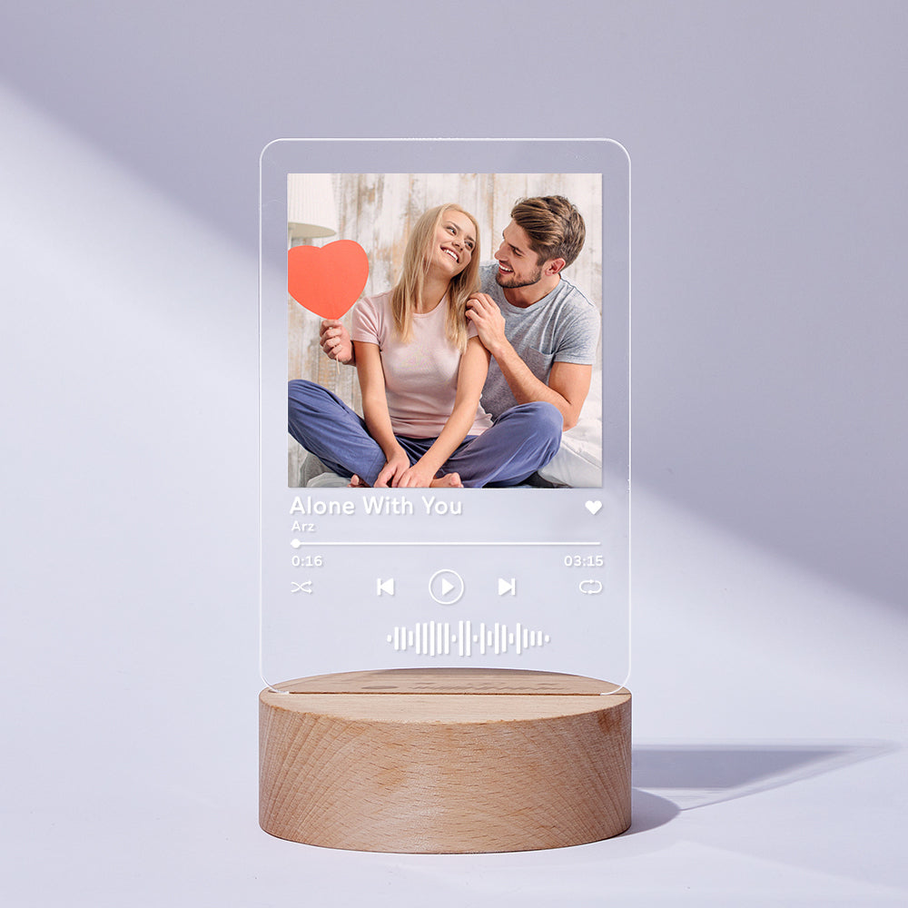 litzzy Custom Scannable Code Acrylic Music Plaque with Wooden Base - 3 Sizes Acrylic Plaque 10*16cm White 