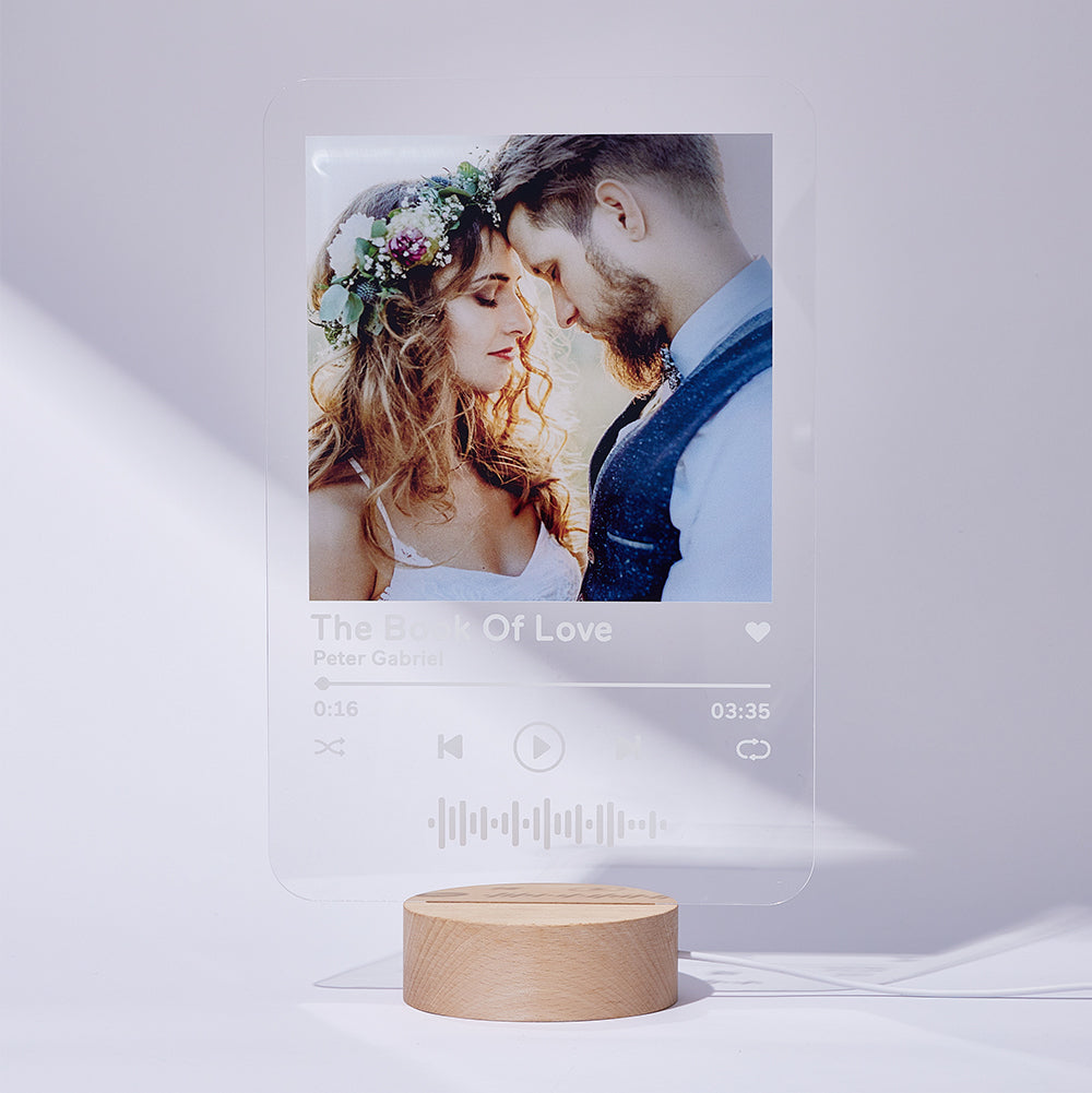 litzzy Personalized Music Plaque Scannable Code Night Light 8*12 inches Acrylic Plaque   