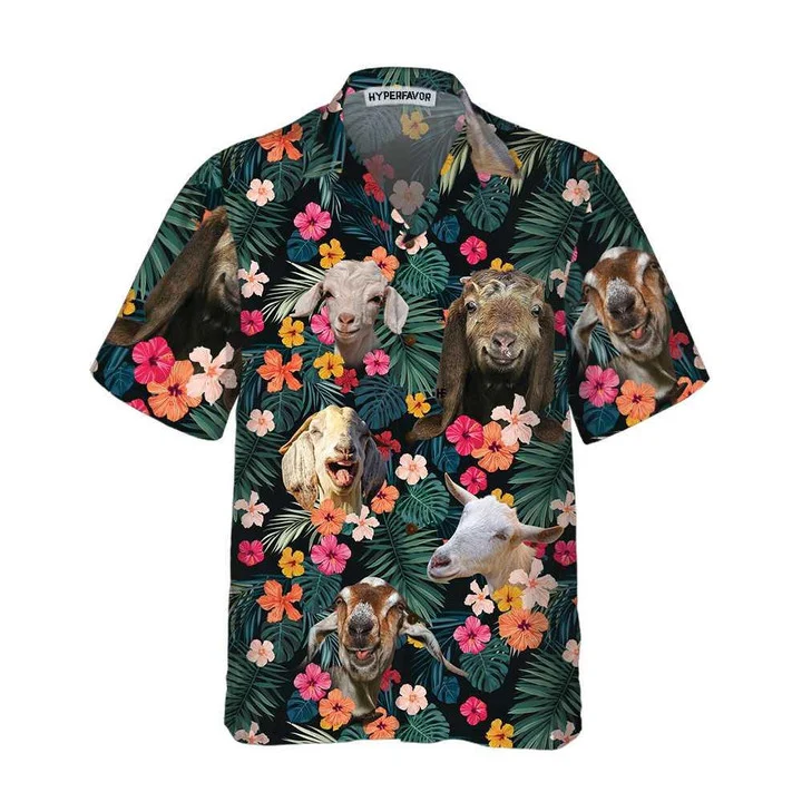 litzzy Lovely Goat Aloha Tropical Plumeria Monstera Leaves Hawaiian Shirt - Aloha shirt Hawaiian Hawaii Shirt For Summer Hawaii Shirt   