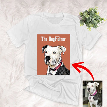 litzzy Personalized the dogfather tshirt, Custom Dog Face On Tshirt, Tshirt Dog Father with Dog Face T-shirt   