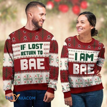 litzzy Happy Xmas Return To Bae Ugly Adorable Couple Christmas Sweater - Ugly Sweater Gift - Sweater All Over Print sweater Default Title  