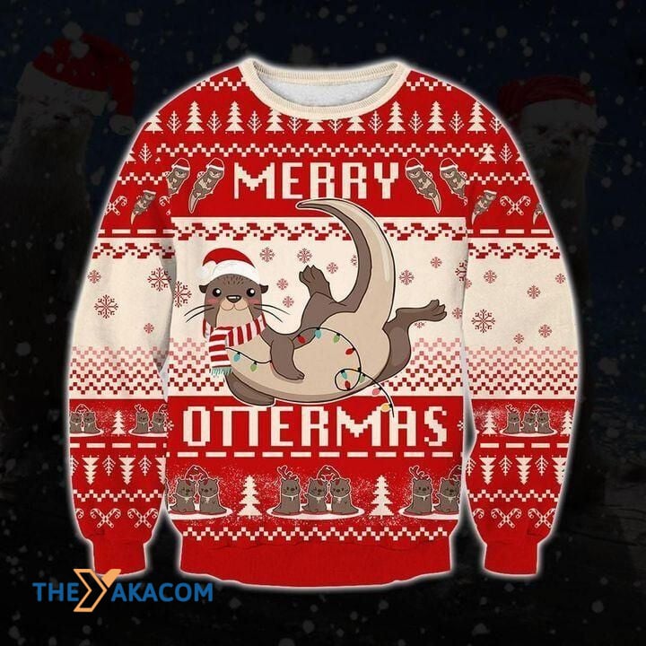 litzzy Christmas Patterns With Lovely Otter Merry Ottermas Gift For Christmas Ugly Christmas Sweater - Ugly Sweater Gift - Sweater All Over Print sweater Default Title  