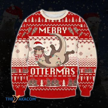 litzzy Christmas Patterns With Lovely Otter Merry Ottermas Gift For Christmas Ugly Christmas Sweater - Ugly Sweater Gift - Sweater All Over Print sweater Default Title  