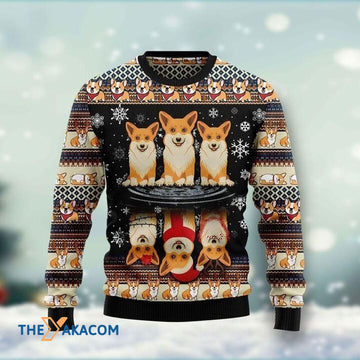 litzzy Christmas Pattern And Christmas Corgi On The Lake Gift For Christmas Ugly Christmas Sweater - Ugly Sweater Gift - Sweater All Over Print sweater Default Title  