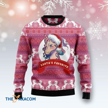 litzzy Christmas Unicorn Santa's Favorite Gift For Christmas Ugly Christmas Sweater - Ugly Sweater Gift - Sweater All Over Print sweater Default Title  