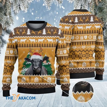 litzzy Black Angus Cattle Lovers Christmas On The Farm Awesome Gift For Christmas Ugly Christmas Sweater - Ugly Sweater Gift - Sweater All Over Print sweater Default Title  