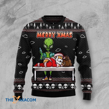 litzzy Green Alien Inject Santa Claus Merry Xmas Gift For Christmas Ugly Christmas Sweater - Ugly Sweater Gift - Sweater All Over Print sweater Default Title  