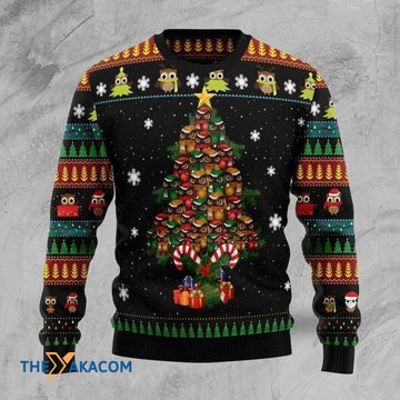 litzzy Colorful Owl Made A Christmas Tree Gift For Christmas Ugly Christmas Sweater - Ugly Sweater Gift - Sweater All Over Print sweater Default Title  