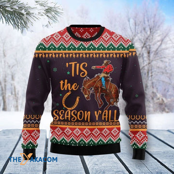 litzzy A Man Riding Horse Tis The Season Yall Gift For Christmas Ugly Christmas Sweater - Ugly Sweater Gift - Sweater All Over Print sweater   