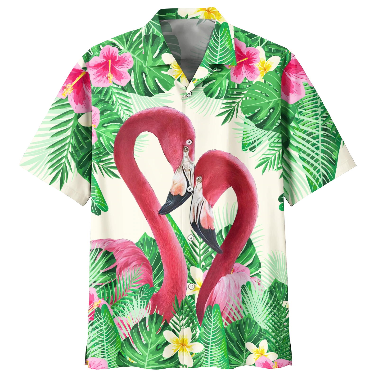 litzzy Flamingo Hawaiian Shirt, Flowers Flamingo Aloha Shirt, Men's Hawaiian Shirt Button Down Short Sleeves - Aloha shirt Hawaiian Hawaii Shirt For Summer Hawaii Shirt Style 3 XS 