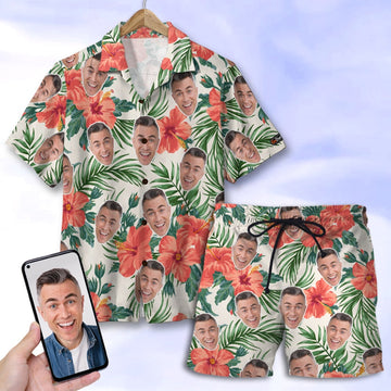 litzzy Custom Hawaiian Shirt and Beach Shorts, Gift For Him, Laughing Man Hawaiian Shirt For Men, Woman, Litzzy Aloha Shirt Hawaiian Shirt   