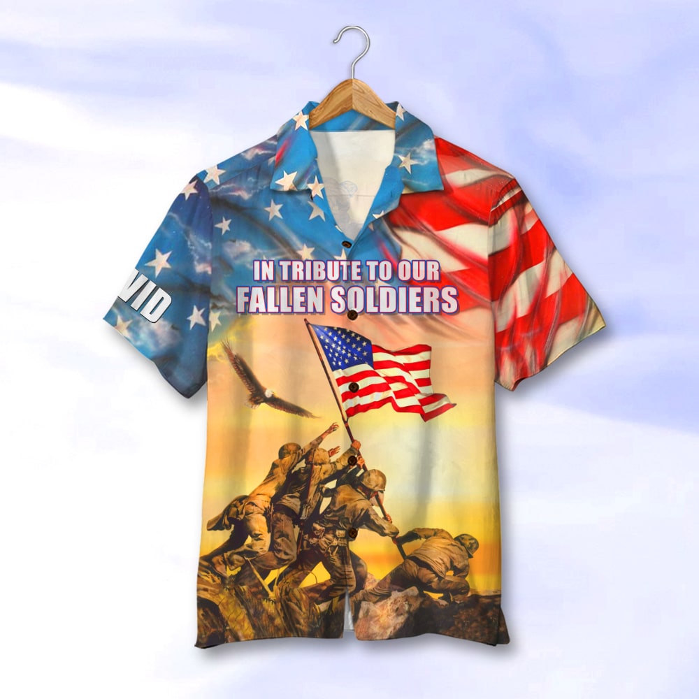 litzzy In Tribute To Our Fallen Soldiers Personalized 4th of July Hawaiian Shirt Gift For Him Hawaiian Shirt For Men, Woman, Litzzy Aloha Shirt Hawaii Shirt   