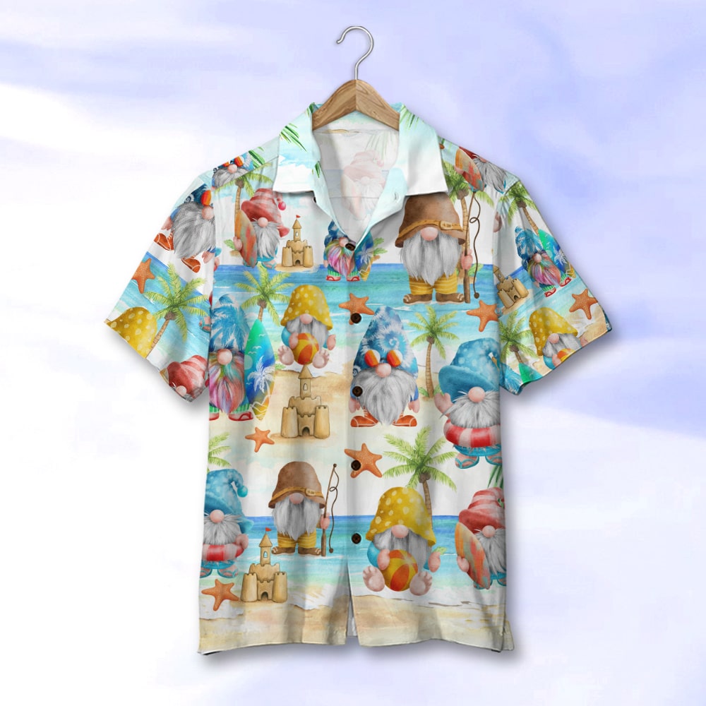 litzzy Personalized Gnome Hawaiian Shirt, Beach Pattern, Gift For Friends, Family Hawaiian Shirt For Men, Woman, Litzzy Aloha Shirt Hawaii Shirt   