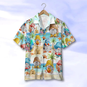 litzzy Personalized Gnome Hawaiian Shirt, Beach Pattern, Gift For Friends, Family Hawaiian Shirt For Men, Woman, Litzzy Aloha Shirt Hawaii Shirt   