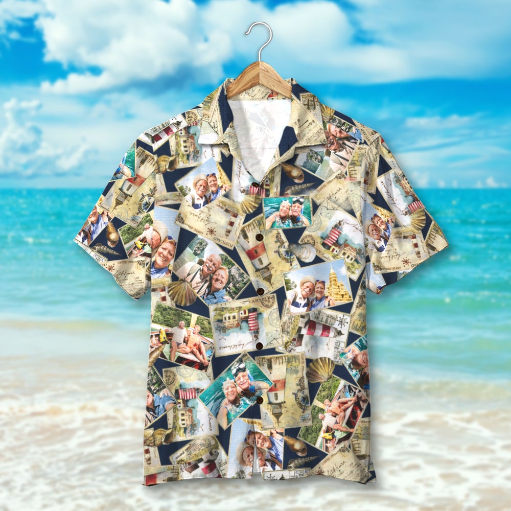 litzzy Custom Old Couple Travel Hawaiian Shirt, Aloha Shirt, Gift For Couple Hawaiian Shirt For Men, Woman, Litzzy Aloha Shirt Hawaiian Shirt   