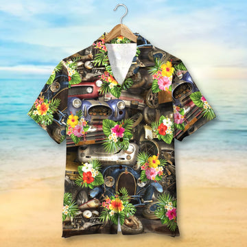 litzzy Classic Car Hawaiian Shirt, Aloha Shirt, Floral Pattern, Summer Gift Hawaiian Shirt For Men, Woman, Litzzy Aloha Shirt Hawaii Shirt   