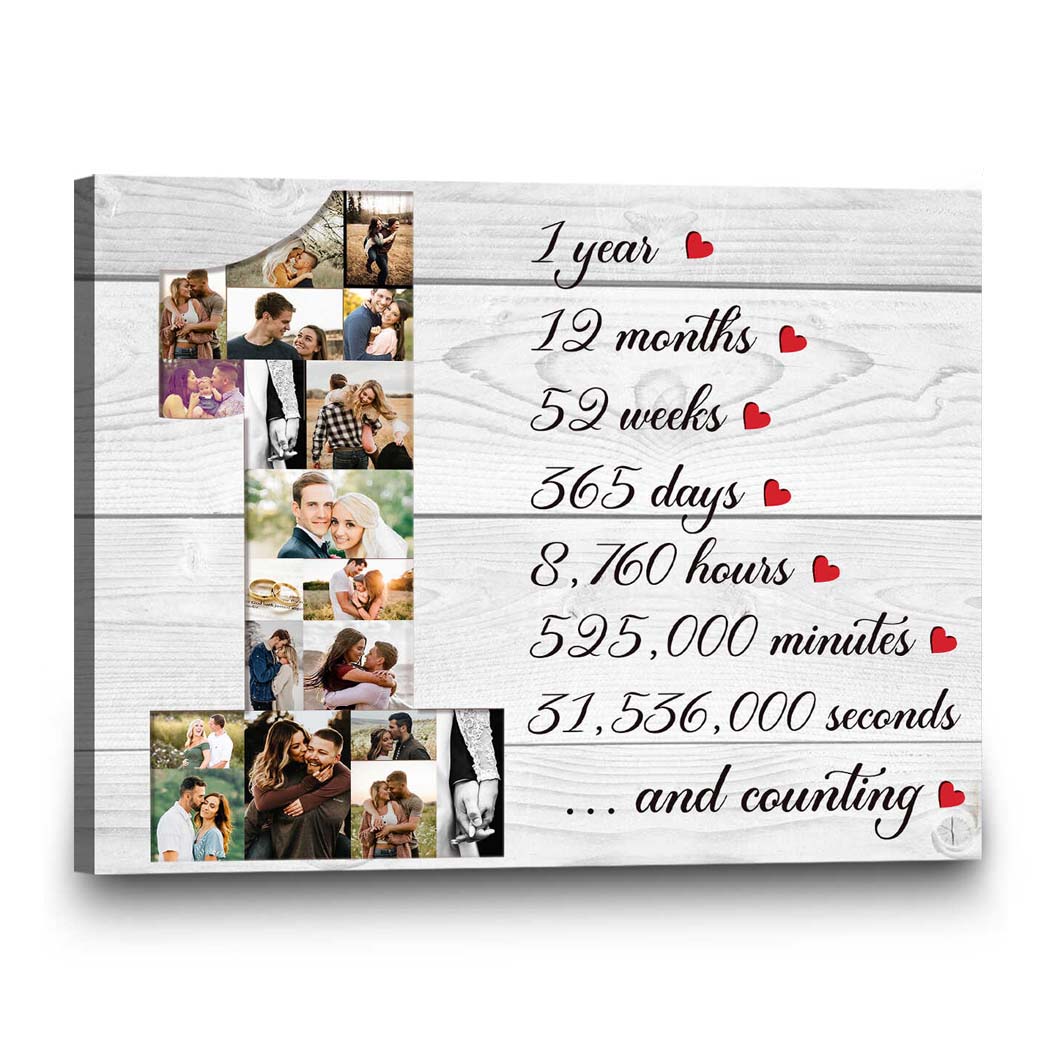 litzzy 1 Year Anniversary Photo Collage Canvas Print, One Year Anniversary Gift, 1st Anniversary Gift - Litzzy Wall Art Canvas Canvas Wall Art   