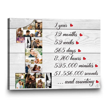 litzzy 1 Year Anniversary Photo Collage Canvas Print, One Year Anniversary Gift, 1st Anniversary Gift - Litzzy Wall Art Canvas Canvas Wall Art   