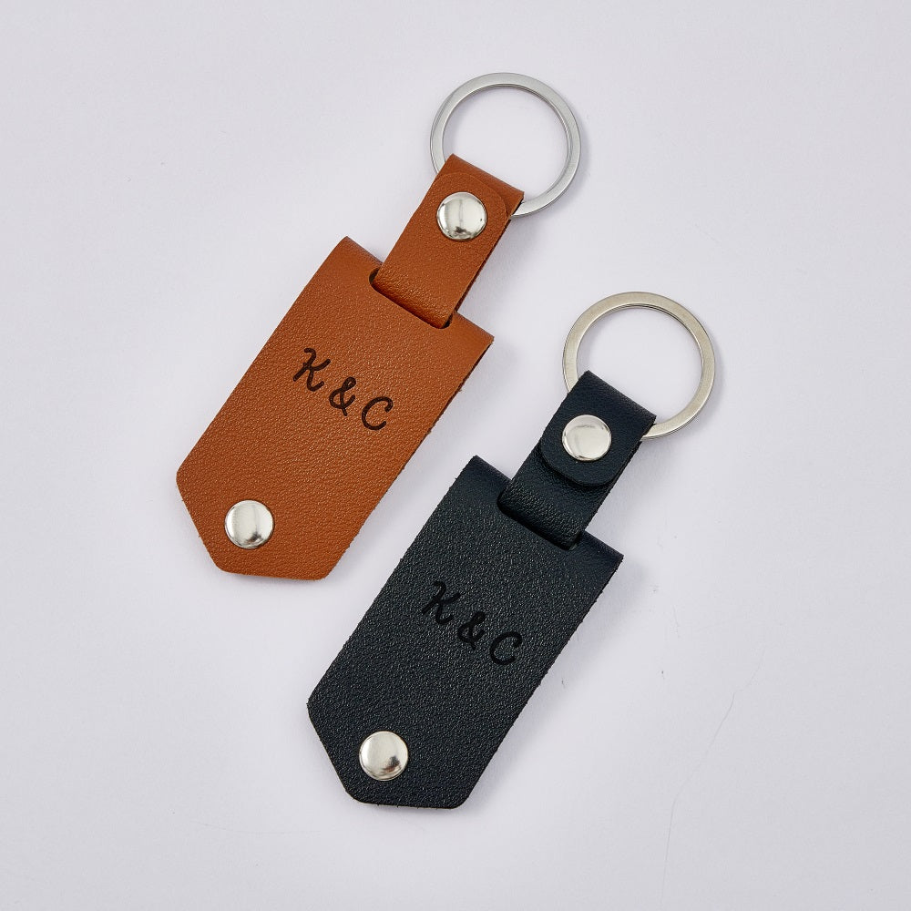 litzzy Personalized Engraved PU Leather Keychain Custom Metal Key Chain with Photo Keychain   