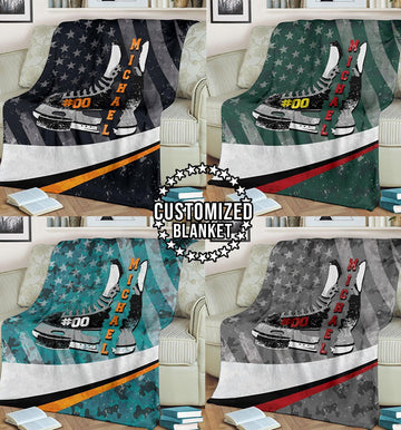 litzzy Personlazied Hockey Crack Fleece Blanket - Lath0911204 Quilt Blanket   