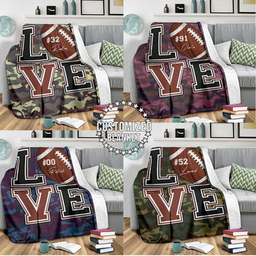 litzzy Personalized Love Football Fleece Blanket - Lath2411204 Quilt Blanket CUSTOM COLOR 60 X 80 