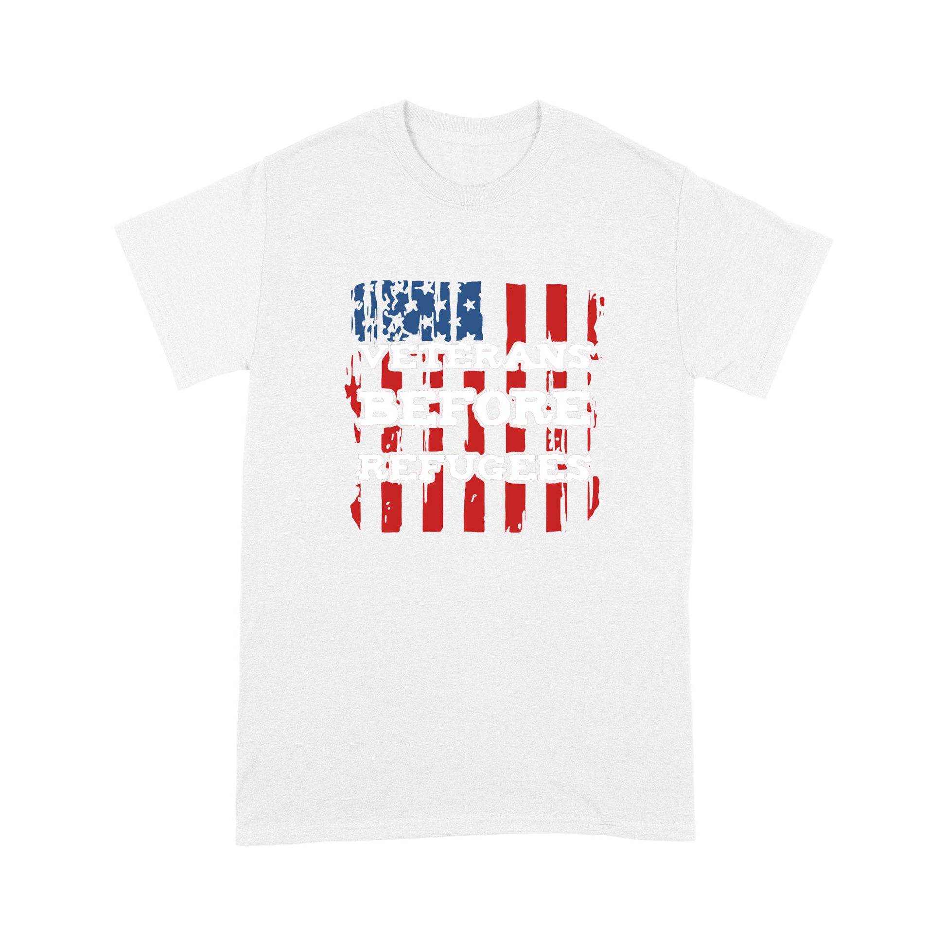 litzzy Veterans Before Refugees USA T-shirt | Made in US  S White 