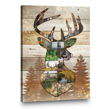 litzzy Deer Canvas Print, Deer Hunting Gift, Best Gift For Deer Hunters, Hunting Collage Canvas Canvas Wall Art   