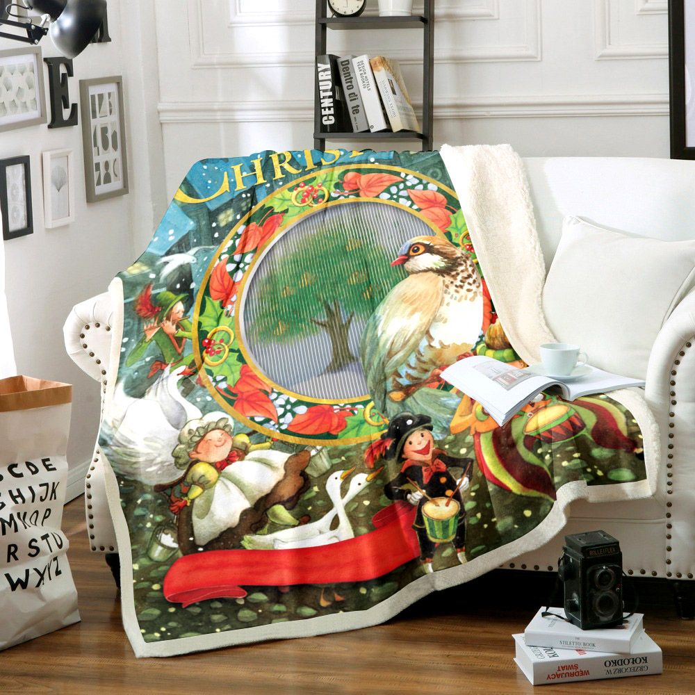 litzzy 12 Days Of Christmas HT0511001TT Sherpa Fleece Sherpa Fleece Blanket   