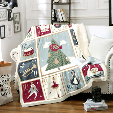 litzzy 12 Days Of Christmas HT0511002TT Sherpa Fleece Sherpa Fleece Blanket   