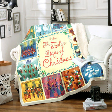 litzzy 12 Days Of Christmas HT0511003TT Sherpa Fleece Sherpa Fleece Blanket   