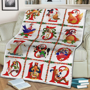 litzzy 12 Days Of Christmas MMC241040 Fleece Blanket Sherpa Fleece Blanket   