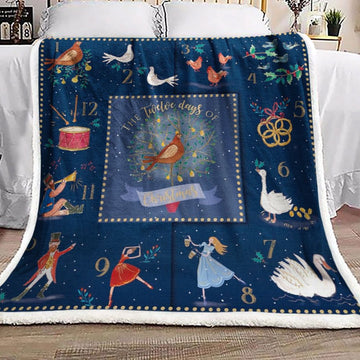 litzzy 12 Days Of Christmas NT1111002F Sherpa Fleece Blanket Sherpa Fleece Blanket   