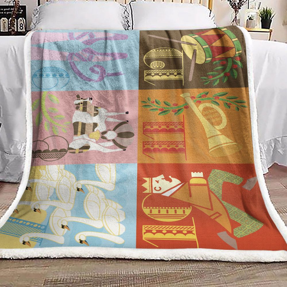 litzzy 12 Days Of Christmas NT1111003F Sherpa Fleece Blanket Sherpa Fleece Blanket   