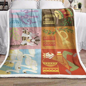 litzzy 12 Days Of Christmas NT1111003F Sherpa Fleece Blanket Sherpa Fleece Blanket   