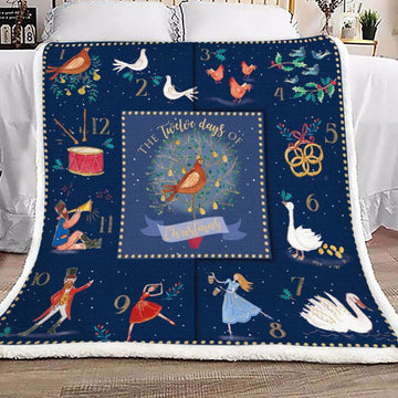 litzzy 12 Days Of Christmas NT1601002S Sherpa Fleece Blanket Sherpa Fleece Blanket   