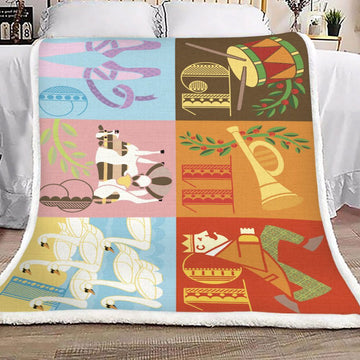 litzzy 12 Days Of Christmas NT1601003S Sherpa Fleece Blanket Sherpa Fleece Blanket   