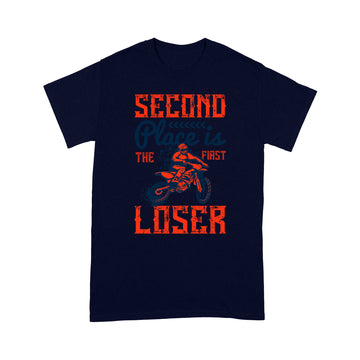 litzzy Second place is the first loser - Motorcycle T-Shirt | Made in US T-Shirt S Navy 