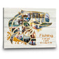 litzzy Fishing Collage Canvas, Bass Fishing Wall Art, Unique Gifts For Fishermen Canvas Wall Art   