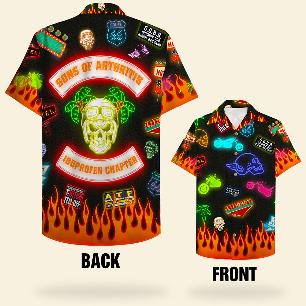 litzzy Personalized Biker Hawaiian Shirt - Sons Of Arthritis Ibuprofen Chapter - Led Pattern Hawaiian Shirt For Men, Woman, Litzzy Aloha Shirt Hawaii Shirt   