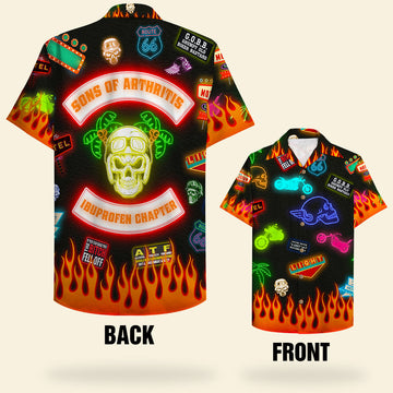 litzzy Personalized Biker Hawaiian Shirt - Sons Of Arthritis Ibuprofen Chapter - Led Pattern Hawaiian Shirt For Men, Woman, Litzzy Aloha Shirt Hawaii Shirt   