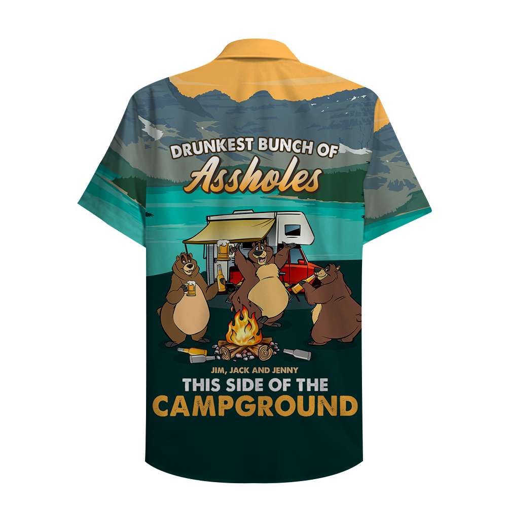 litzzy Personalized Camping Bears Hawaiian Shirt - Drunkest Bunch Of Assholes Hawaiian Shirt For Men, Woman, Litzzy Aloha Shirt Hawaiian Shirt   